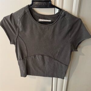 We The Free Gray Fitted Crop T-Shirt